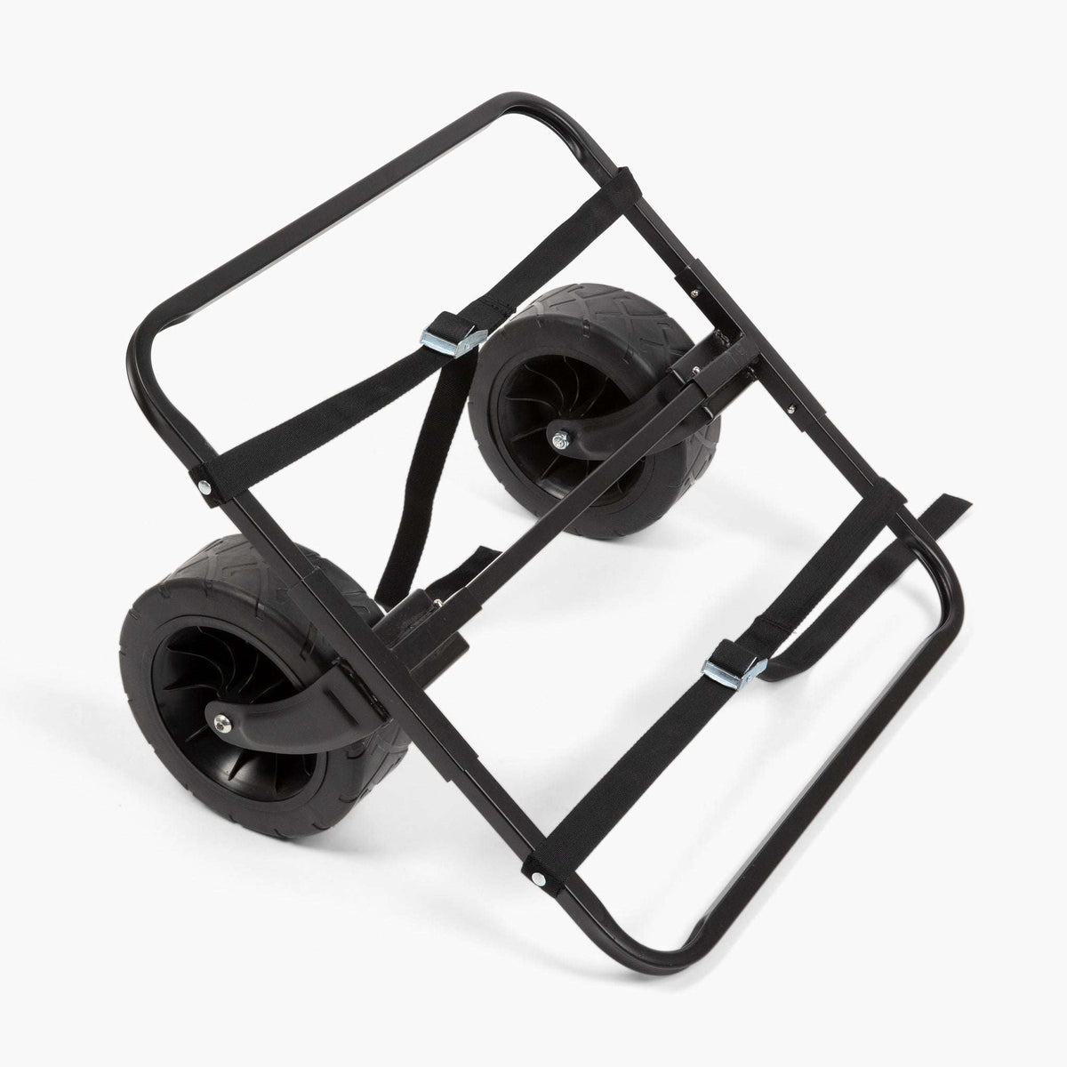 Black lawn roller with top handle frame and two front wheels