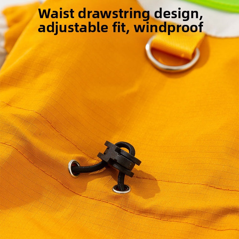 Waterproof dog jumpsuit waist drawstring with windproof adjustable cord