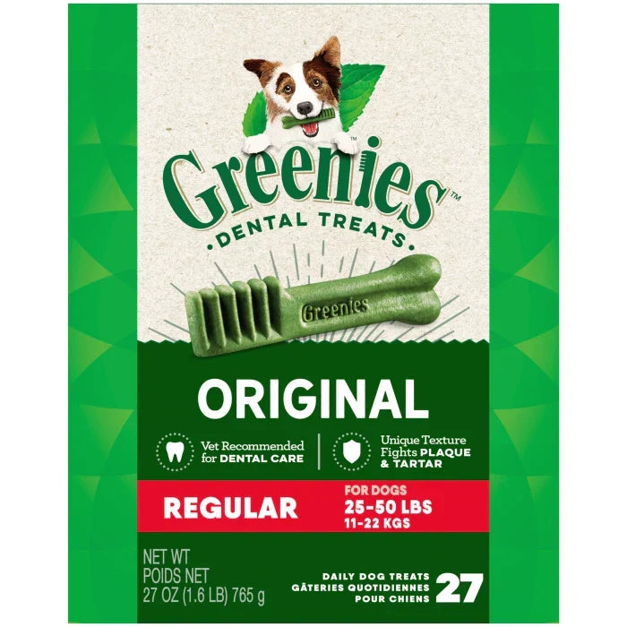GREENIES Original Regular dental treats bag, 27 daily dog treats