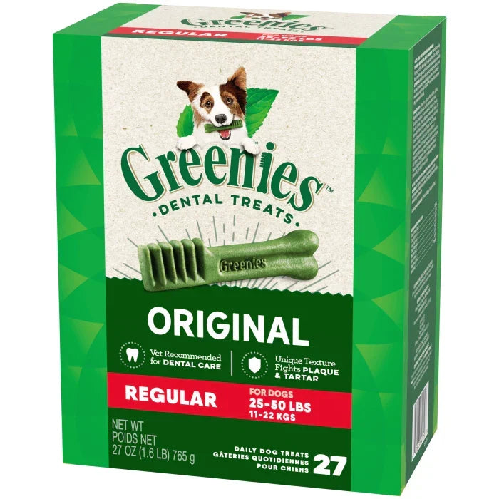 GREENIES Original Regular dental treats box, 27 daily dog treats