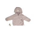 Baby hooded jacket with speckled pattern, long sleeves and button front