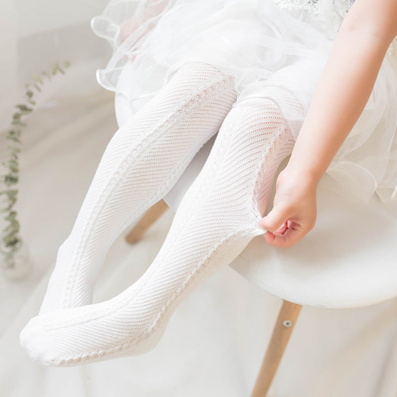 Children's anti-mosquito socks, white sheer knit with striped texture