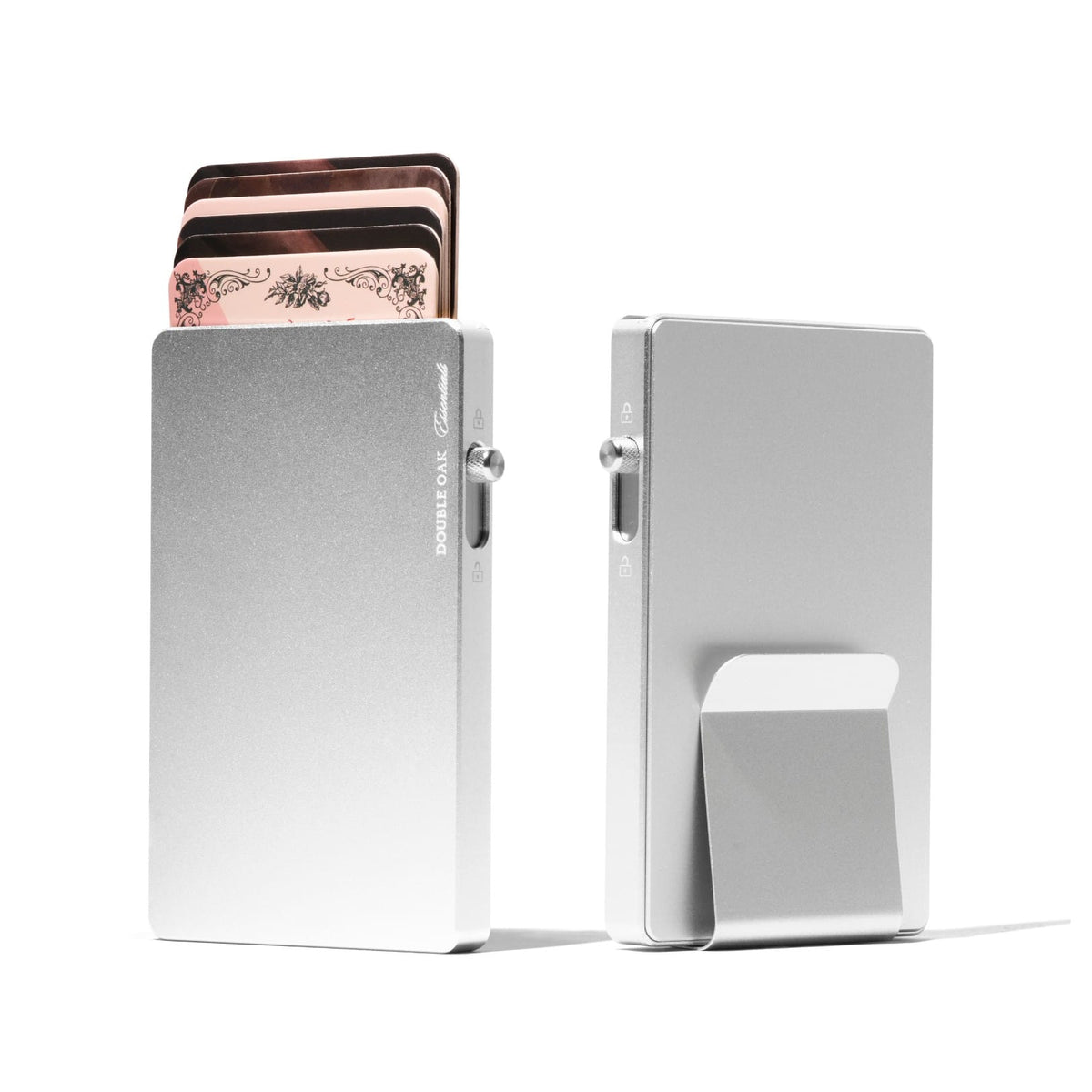 Mod wallet, all-aluminum silver cash case with card slots