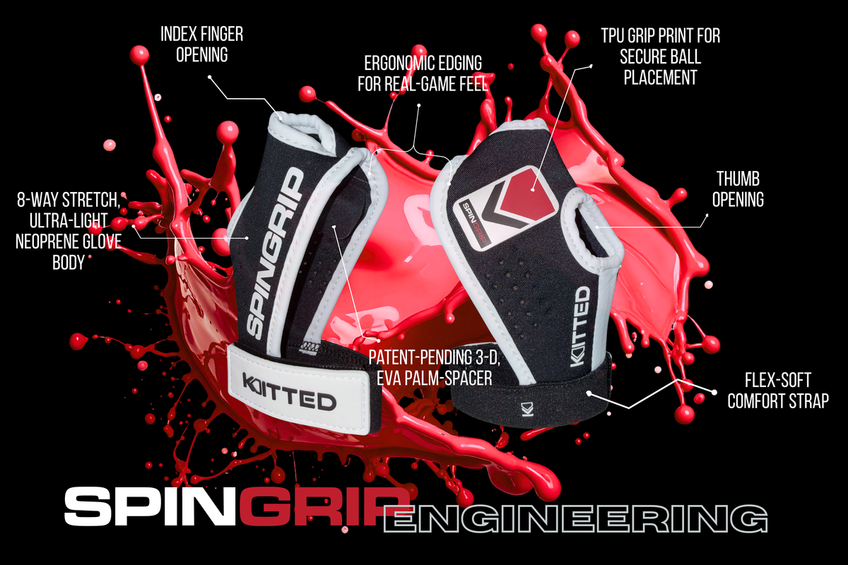 Baseball training glove close-up with black, gray, white panels and grip padding