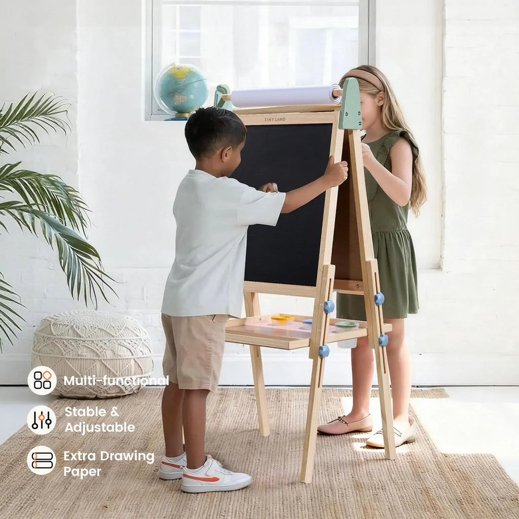 Kids 3-in-1 art easel with extra drawing paper and storage shelf board