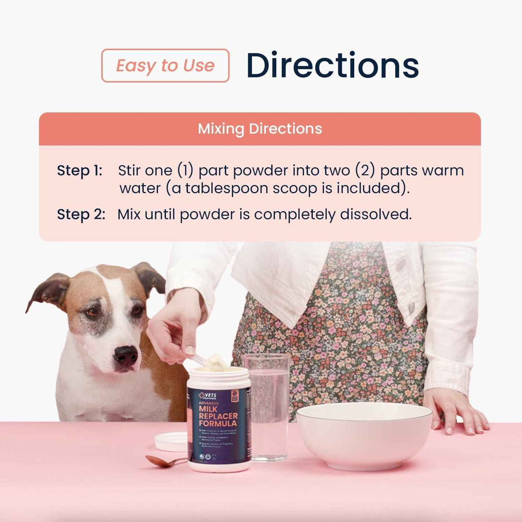 Vets Preferred milk replacer formula being mixed with warm water