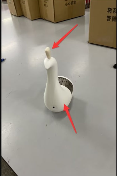 White peacock wall lamp showing back and side cutouts with arrows