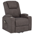 Louie Chenille chenille power lift massage chair with arm controls and cup holders, dark fabric