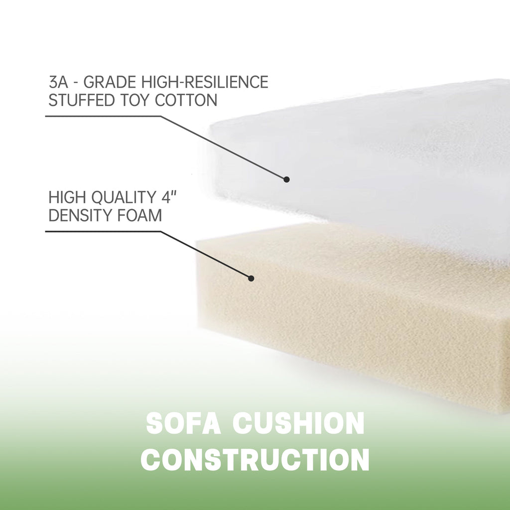 Cream sofa cushion cover with plush, padded construction for a supportive seat.