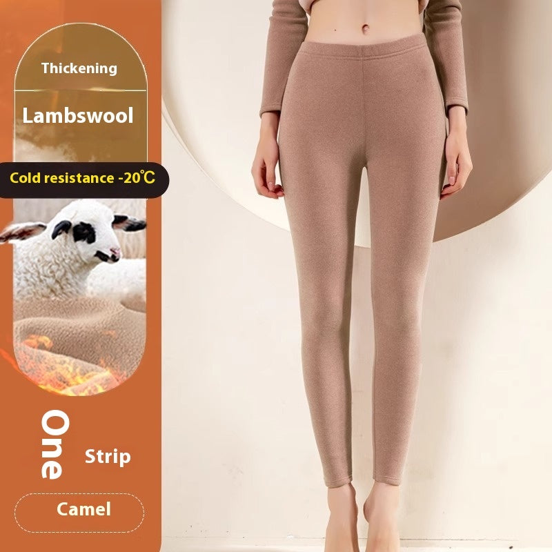 Women’s camel cashmere leggings, slim ankle length with elastic waistband
