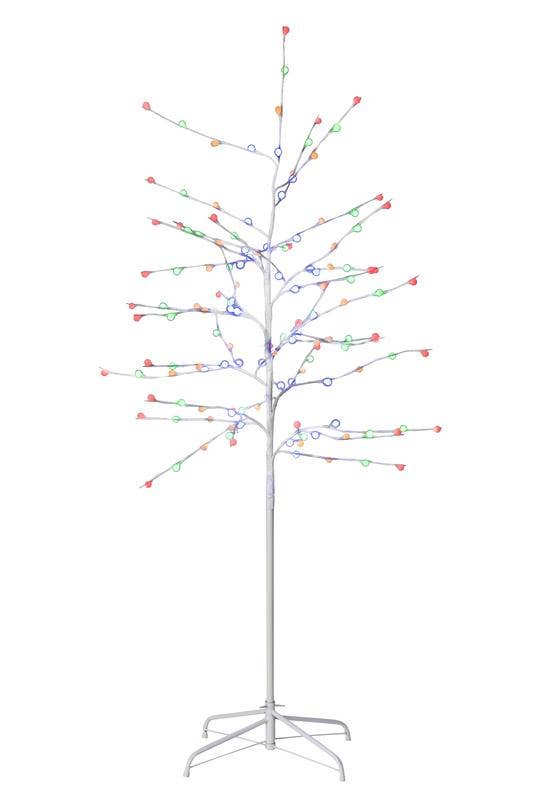 5ft prelit tree light with multicolor bulbs and white branches