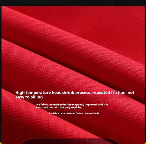 Red textured fabric close-up, heat-shrink and friction-resistant surface