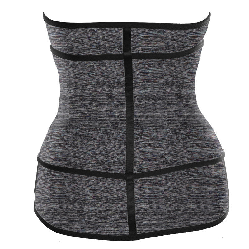Heather grey waist belt back view with black center panel and adjustable hook straps