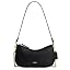 Black leather hobo bag with detachable chain strap and magnetic closure.