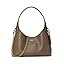 Hobo bag in dark stone brown with chain strap, front turn-lock detail