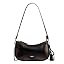 Black leather hobo bag with detachable chain strap and magnetic closure, side view.