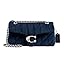 Quilted small shoulder bag with chain strap and flap front logo
