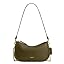 Olive green leather hobo bag with detachable chain strap and magnetic closure.