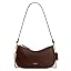 Dark brown leather hobo bag with detachable chain strap and magnetic closure.