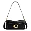 Quilted shoulder bag in black with chain strap, front flap, and turn-lock clasp.