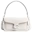 Quilted pebble leather shoulder bag with chain strap and flap, cream color