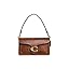 Quilted leather shoulder bag with chain strap and front flap clasp, medium brown color.