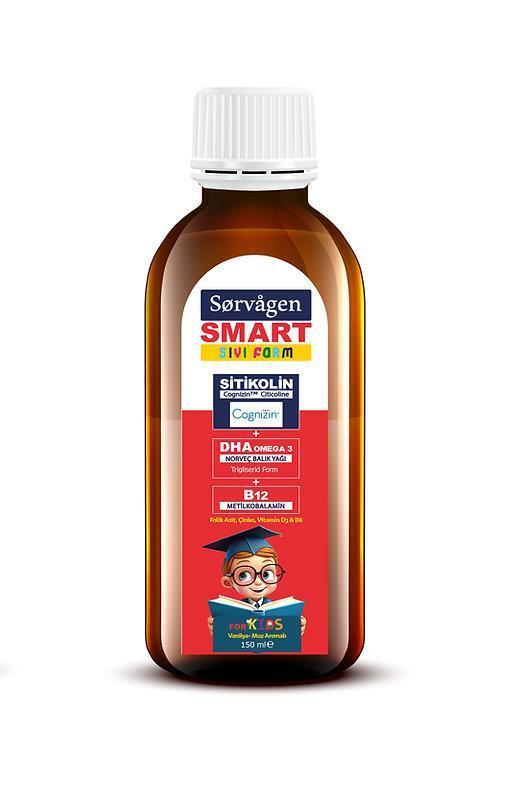 Citicoline liquid supplement bottle front label on amber bottle with white cap, 150 ml