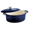 Tramontina enameled cast iron oval Dutch oven, gradated cobalt with lid and knobs