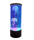 USB-powered LED jellyfish aquarium night light with blue jellyfish glow, black base
