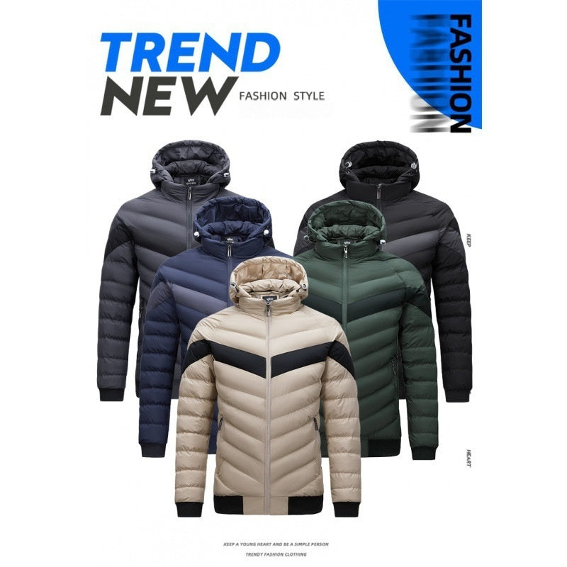 Men's hooded puffer coats in multiple colors