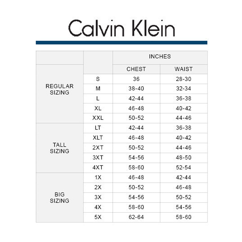 Calvin Klein suit size chart inches, regular sizing chest and waist measurements