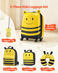 Kids bee hardside rolling suitcase set with matching backpack, lunch bag, and travel pillow