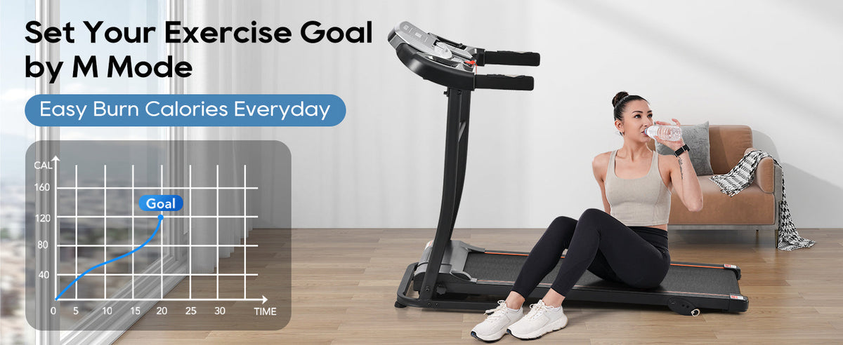 Black treadmill running deck with console buttons and speed controls