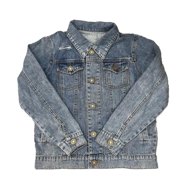 Kids light-wash denim jacket with button front and chest pockets