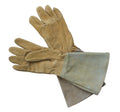 Manswork all-leather gauntlet gloves in tan suede with side cuff and finger seams