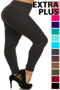 Plus size black soft brush leggings with 1-inch waistband