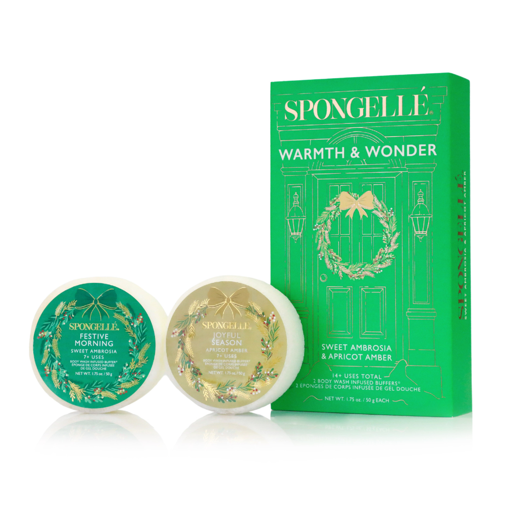Spongelle Warmth & Wonder holiday gift set box with two body buffer bars