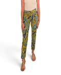 Krazy Larry P507 pull-on pants, green abstract leaf print