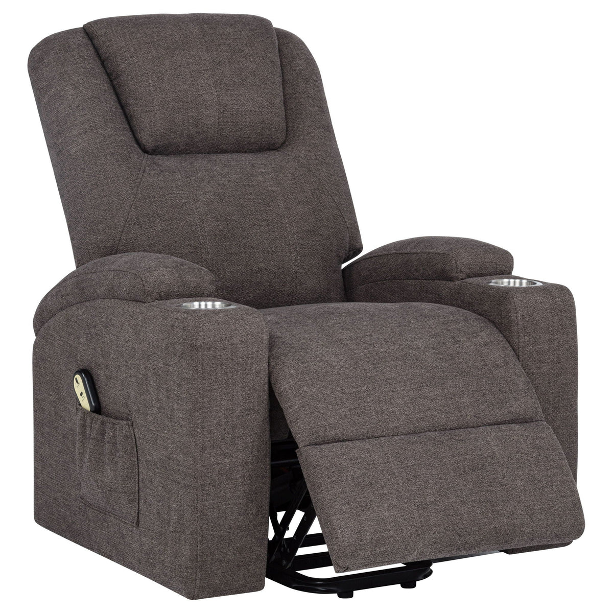 Louie Chenille power lift massage chair with cup holders, dark chenille upholstery