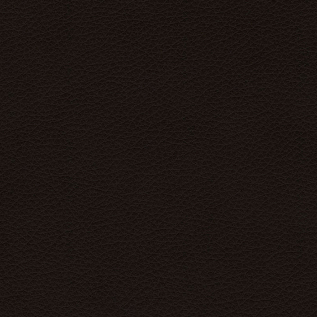 Chocolate leather ottoman upholstery texture close-up with fine grain and stitching.