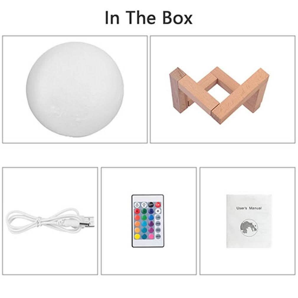 Globe night light kit in box with wooden stand and accessories