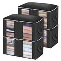 Black 4-pack fabric clothes organizer cubes, window panels, carry handles