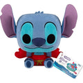 Stitch plush toy in blue with big ears, red costume outfit, Funko Pop 7-inch