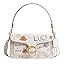 Quilted pebble leather shoulder bag with chain strap, cream and tan
