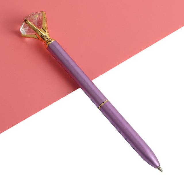 Light purple gem-top metal ballpoint pen with faceted cap and smooth barrel