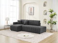 Dark gray sectional sofa with chaise, tufted back cushions and track arms