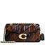 Quilted pebble leather shoulder bag with chain strap, multicolor accents