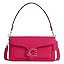 Quilted leather shoulder bag with chain strap and front flap clasp, pink color.