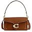 Quilted leather shoulder bag with chain strap and front flap clasp, brown color.