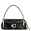 Quilted pebble leather shoulder bag with chain strap, dark with gold-tone hardware